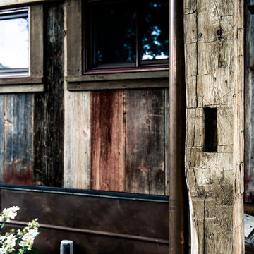 Grey Barn Siding and Hand Hewn Post with Joinery Pocket