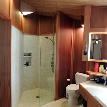 New Master Bath created from existing Storage shed at exterior directly adjacent