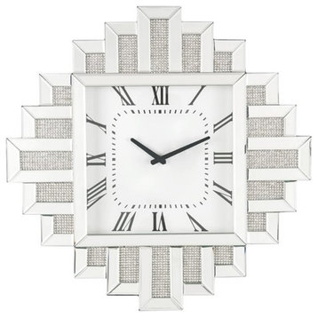 Acme Wall Clock With Mirrored And Faux Diamonds 97729