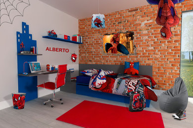 Imagen de dormitorio infantil minimalista de tamaño medio