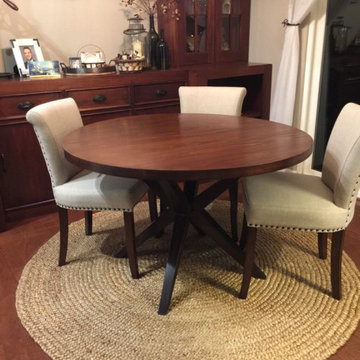 Handcrafted Trestle Dining Table with Custom Ebony Detail