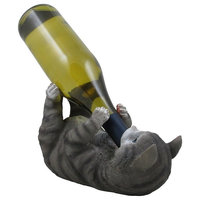 Drinking Gray Kitty Cat Wine Bottle Holder
