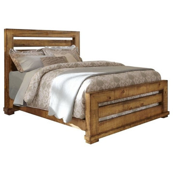 Progressive Furniture Willow King Slat Bed in Distressed Pine