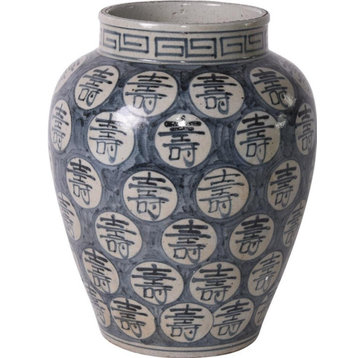 Vase Longevity Open Top White Colors May Vary Blue Variable Ceramic