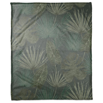 Tropical Palm Gray 50x60 Coral Fleece Blanket