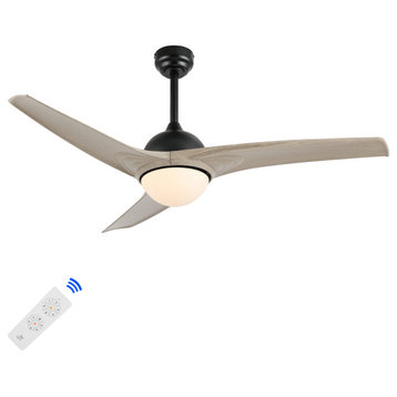 Sully 52" App/Remote 6-Speed LED Ceiling Fan, Gray Wood/White