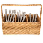 Artifacts Trading Company - Artifacts Rattan™ 3 Section Caddy/Cutlery Holder with Handle, Honey Brown - The tight weave of our rattan cutlery holder/caddy will allow you to take it anywhere and store not only your silverware but anything else such as art supplies, sewing kits, or to help reduce the clutter on your desk.
