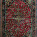 Noori Rug - Fine Vintage Chann Magenta Rug - Indicative of an antique heirloom, this charismatic area rug instantly adds artful elegance to any ensemble. While its intricate and distressed Pakistani-inspired motif effortlessly stands out.
