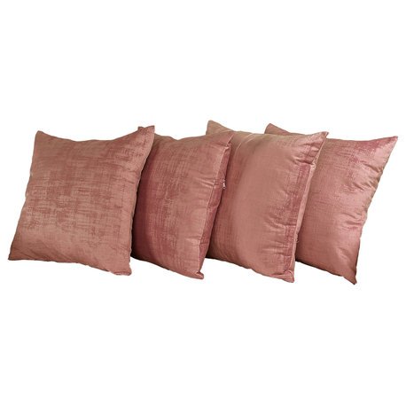 Serenta Textured Velvet Pillow Shell, Set of 4, Withered Rose