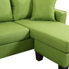 Modern Linen Fabric Small Space Sectional Sofa with Reversible Chaise, Green