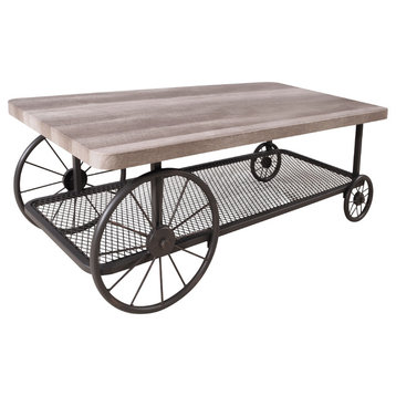 Industrial Style Coffee Table, Oak Antique Gray