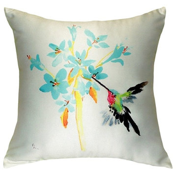 Blue Hummingbird No Cord Pillow - Set of Two 18x18