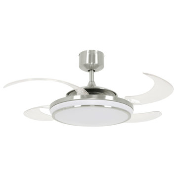Fanaway Evo1 Ceiling Fan 48" With 4 Retractable Blades, Brushed Chrome