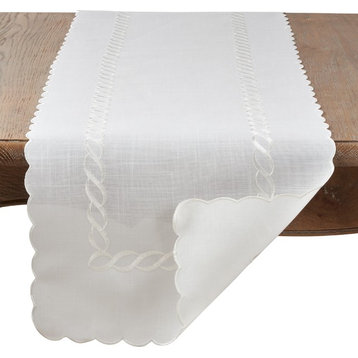Abigail Collection Embroidered Braid Pattern 16"x68" Table Runner