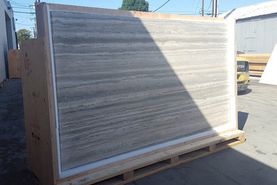 Silver Travertine in a custom crate