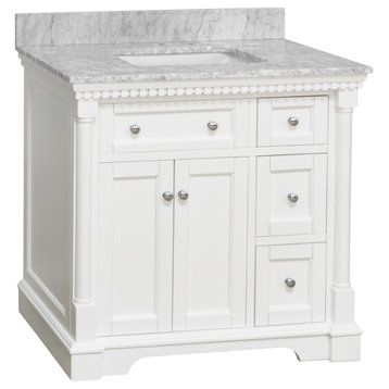 Sydney 36" Bathroom Vanity, White, Carrara Marble