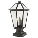 Z-Lite - Talbot 3 Light Outdoor Pier Mounted Fixture in Black - Illuminate an exterior front or back walkway with a classic fixture reflecting a charming village theme. Made from Midnight Black metal and clear beveled glass panels this three-light outdoor pier mounted fixture delivers a charming upgrade with industrial-inspired attitude and a layered silhouette that's perfect for lower-level gardens and walkways.andnbsp