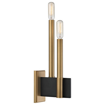 Abrams, 2 Light, Wall Sconce, Aged Brass Finish