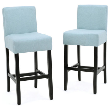 GDF Studio Ester Modern Fabric Barstool, Set of 2, Sky Blue