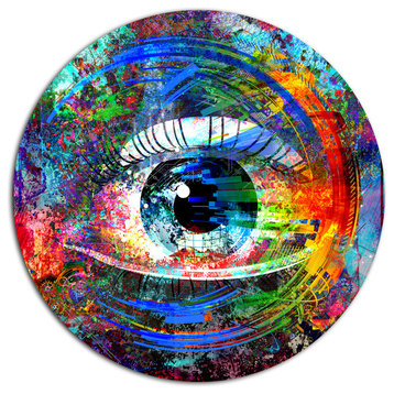 Magic Eye Over Abstract Design, Abstract Round Wall Art, 23"