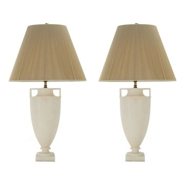ELEGANT ITALIAN NEOCLASSICAL ALABASTER TABLE LAMPS