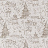Pagodas Bisque Toile Gray Decorative Throw Pillow Cotton, 20" Cord