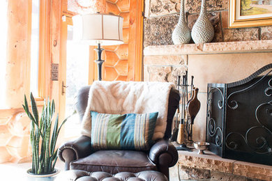 Inspiration for a rustic living room remodel in Salt Lake City