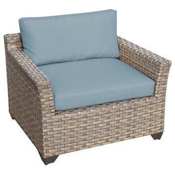TK Classics Monterey Outdoor Traditional Wicker Club Chair in Light Blue