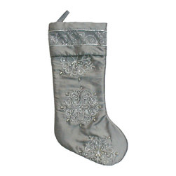 MSL 21" SATIN STOCKING - SILVER - Christmas Stockings And Holders