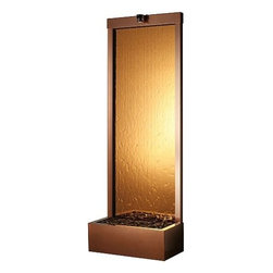 6' Gardenfall Bronze Mirror and Dark Copper Floor Fountain - Indoor Fountains