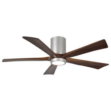 Irene 5 Hugger 52" Ceiling Fan With Light Kit, Walnut Wood Blades and Remote, Br