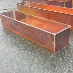 Custom burnished rustic copper flower boxes - Outdoor Pots And Planters