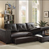 ACME Lloyd Sectional Sofa With Sleeper, Black Faux Leather