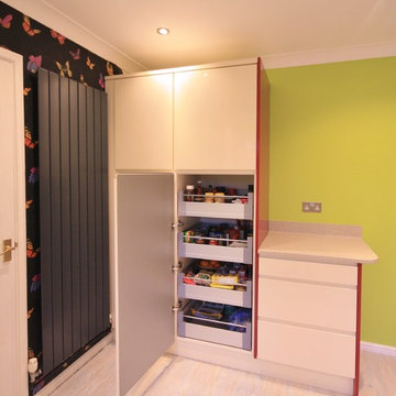Bespoke Eclectic Kitchen Design Cream and Red Gloss