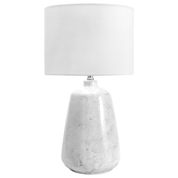 Ceramic Linen Shade On-Off Switch Table Lamp, Off-White