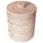 Artifacts Trading Company - Artifacts Rattan™ Ice Bucket With Tongs, White Wash, Medium - Our rattan insulated ice buckets will turn your next gathering into an event!