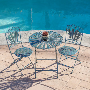 Alpine Peacock Feather Bistro Set with Table and Two Chairs, 30"