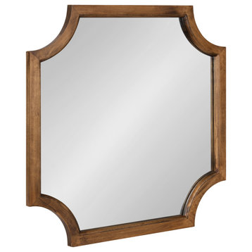 Hogan Framed Scallop Wall Mirror, Rustic Brown 24x24