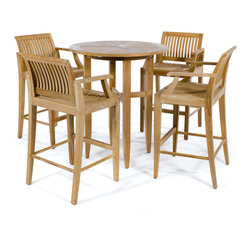 Laguna 5pc Teak Bar Table Set - Outdoor Pub And Bistro Sets