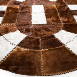 Designer Luxury Patchwork Rug / Oval - 5'2" x 7'1" / Hand Stitched in Europe - Area Rugs