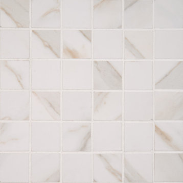MSI NPIE2X2P Pietra - 2" Square Mosaic Tile - Glossy Porcelain - Calcatta