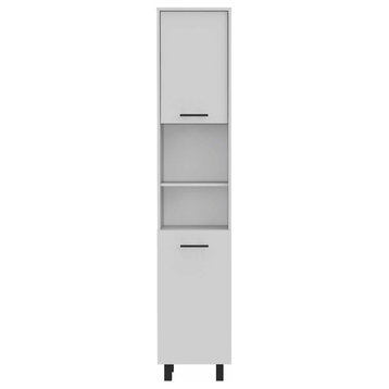 Sheffield Pantry Kitchen Cabinet, with Two Cabinets and Two Open Shelves - White