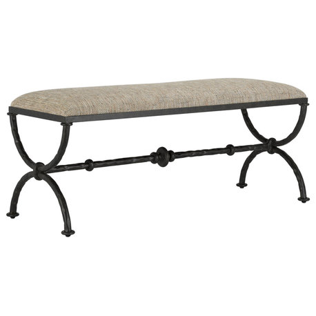 Currey and Company 7000-0802 Bench, Rustic Bronze Finish