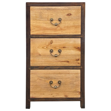 Oriental Brown Stain 3 Drawers End Table Nightstand Cabinet Hcs7461