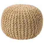 Jaipur Living - Vibe Living Azene Handmade Solid Cylinder Pouf, Beige, 20"x20"x14" - Coastal-inspired texture and style define the casual and contemporary appeal of the Canova collection. The Azene ottoman features a chunky knit weave handcrafted in India of 100% natural, bleached jute. This versatile, beige jute pouf can be used as an ottoman or foot stool, additional seating, accent table, or decorative accessory in any indoor space.