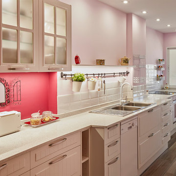 Cocina en color rosa