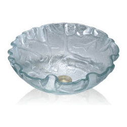 Glass Vessel Clear Textured Round Sink - Brackets