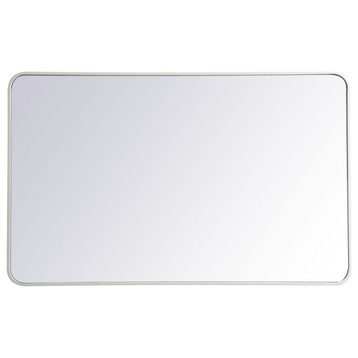 Elegant Decor MR803048WH Soft Corner Metal Rectangular Mirror, 30"x48"