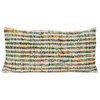 Woven Cotton Blend Boucle Lumbar Pillow With Stripes, Multicolor