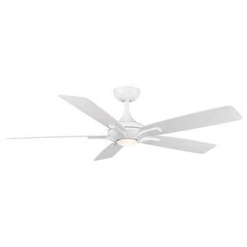 Mykonos 60" Indoor/Outdoor Smart Ceiling Fan, Matte White, 3000K Light